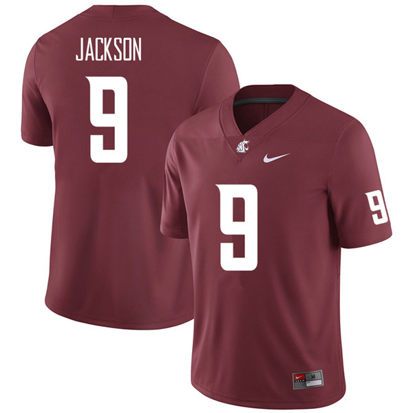Men #9 Drue Jackson Washington State Cougars College Football Jerseys Sale-Crimson